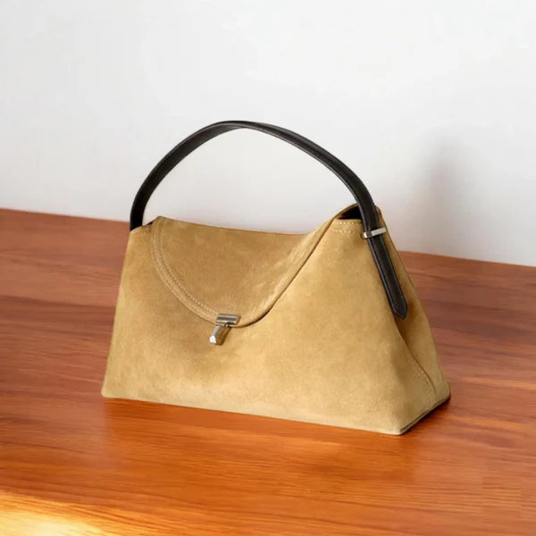 Neutral Velvet Flip Lock Multi Carry Shoulder Crossbody Bag