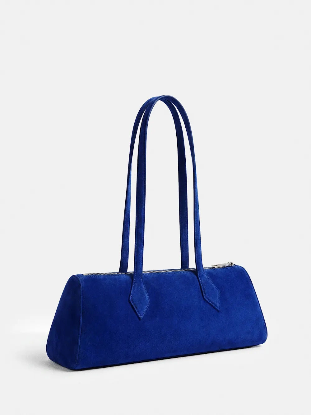 Bright Blue Velvet Rectangular East West Shoulder Bag