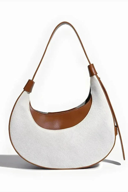 Contrast Edge Half Moon Underarm Handbag