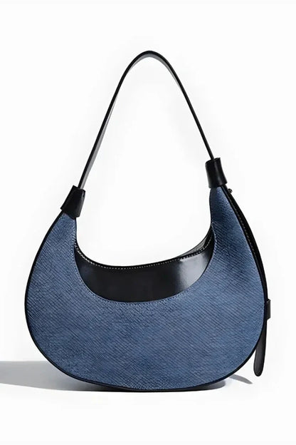 Contrast Edge Half Moon Underarm Handbag