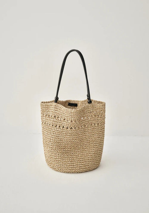 Double Strand Paper Straw Hollow Knit Summer Beach Tote Bag