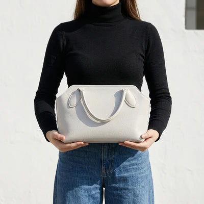 Minimalist Vegan Leather Trapezoid Handheld Tote Bag