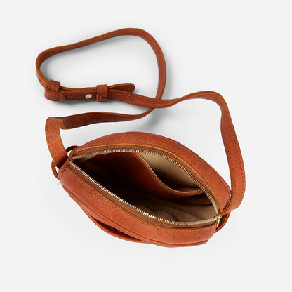 Full Grain Leather Adjustable Mini Round Circle Crossbody Bag