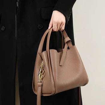 Dual Carry Structured Bucket Handbag
