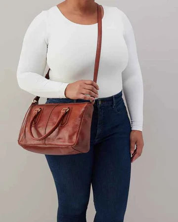 Vintage Distressed Leather Multi Pocket Satchel Hand Crossbody Bag