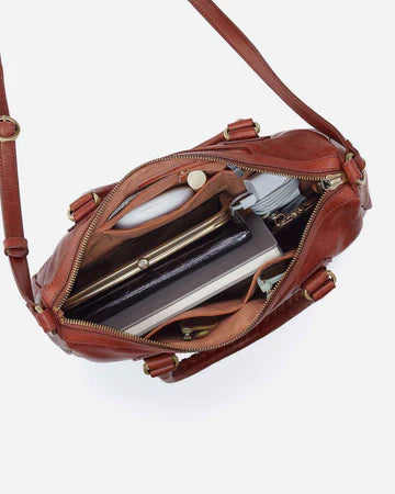 Vintage Distressed Leather Multi Pocket Satchel Hand Crossbody Bag
