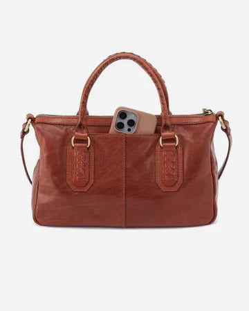 Vintage Distressed Leather Multi Pocket Satchel Hand Crossbody Bag