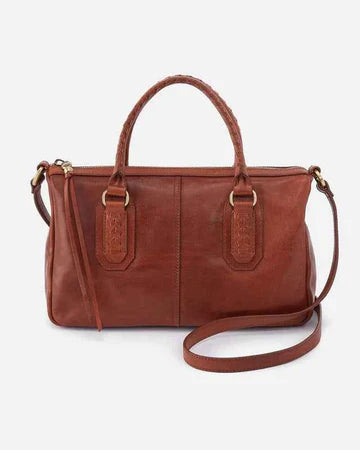 Vintage Distressed Leather Multi Pocket Satchel Hand Crossbody Bag