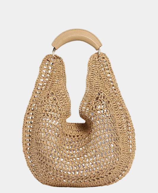 Banana Shape Hollow Woven Summer Straw Hobo Beach Bag