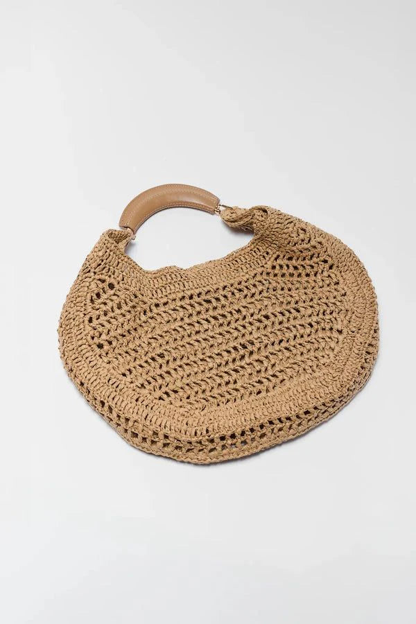 Banana Shape Hollow Woven Summer Straw Hobo Beach Bag