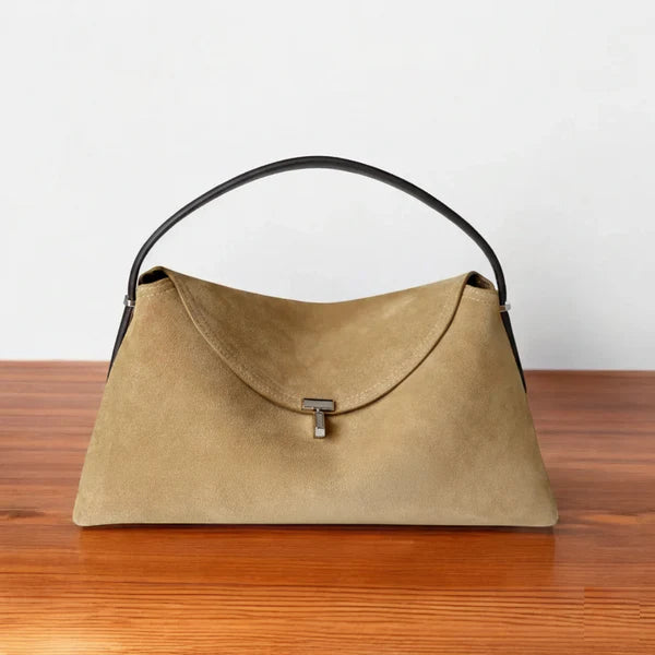 Neutral Velvet Flip Lock Multi Carry Shoulder Crossbody Bag