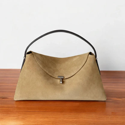 Neutral Velvet Flip Lock Multi Carry Shoulder Crossbody Bag